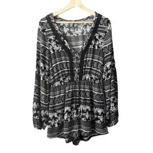 House of Harlow 1960 Ainsley Boho Black White Romper Women's Size XS